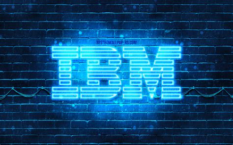 Download Wallpapers Ibm Blue Logo 4k Blue Brickwall Ibm Logo Brands