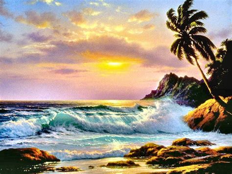 Coastal Sunset By Anthony Casay Ocean Painting Ocean Art Seascape