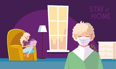 Stay At Home Awareness And A Couple In Their House 1237964 Vector Art