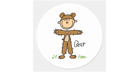 Stick Figure In Bear Suit Sticker Zazzle