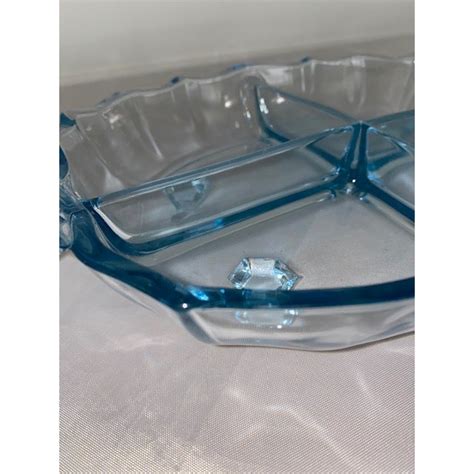 1930s Fostoria Blue Glass Relish Dish Chairish