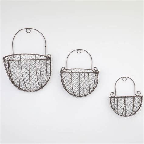 Set Of Three Provincial Wire Wall Baskets By Dibor