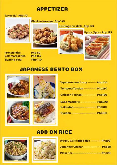 Menu At Fuwa Fuwa Cafe Parañaque Aguirre