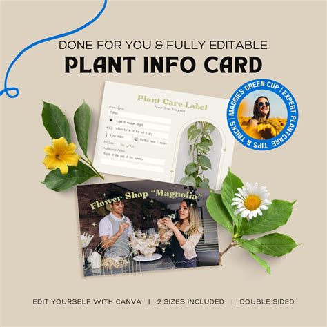 Plant Care Cards Editable Template Plant Labels Indoor Printable Plant