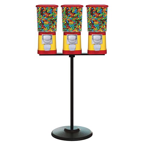 Candy Dispenser 3 Red And Yellow Candy Vending Machines With Stand