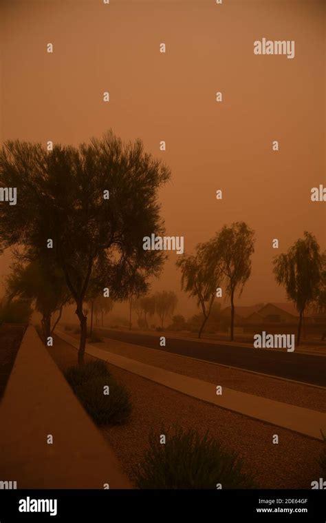 Arizona Dust Storm Blowing Over A Yard Stock Photo Alamy