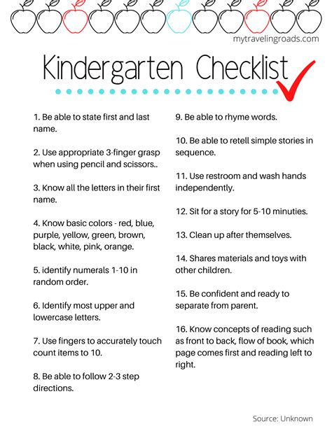 Prepare Your Child For Kindergarten With This Checklist Printable