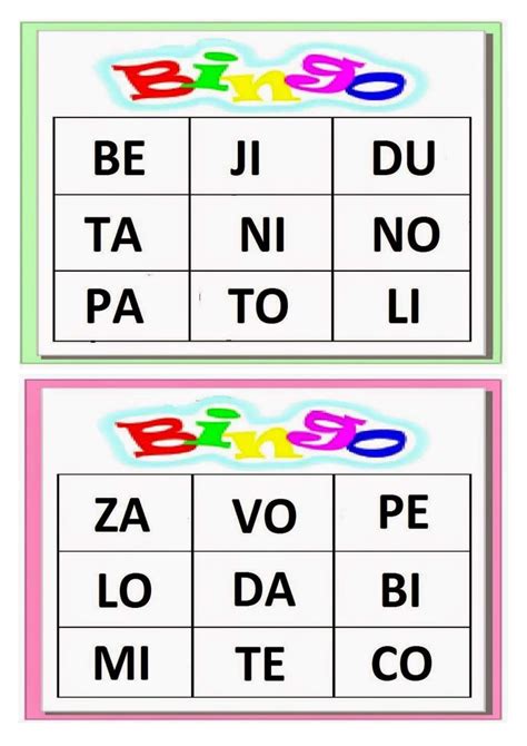 Jogo Bingo Silábico Aprender E Brincar
