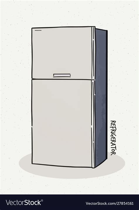 Fridge Drawing ~ Sketch Refrigerator Vector Style Royalty Dekorisori