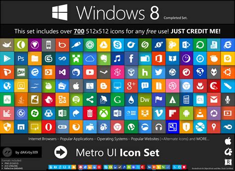 Metro Ui Icon Set 725 Icons иконки для Windows