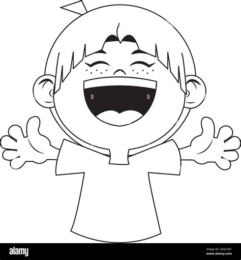 Cartoon Boy Laughing Black And White Stock Photos And Images Alamy