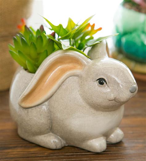 Planters And Pots Vintage Ceramic Bunny Rabbit Planter Home And Living