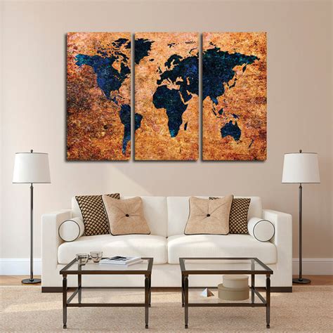 Aged Grunge World Map Multi Panel Canvas Wall Art Elephantstock