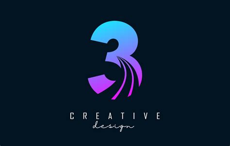 Colorful Creative Number 3 Logo With Leading Lines And Road Concept