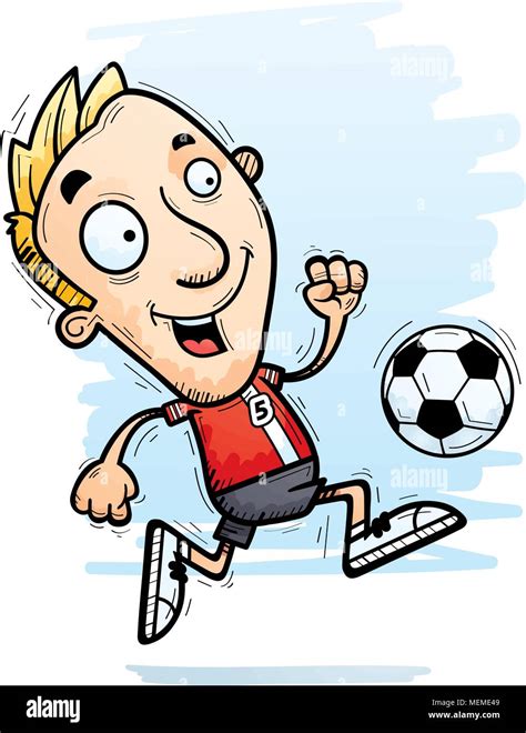A Cartoon Illustration Of A Man Soccer Player Dribbling A Soccer Ball