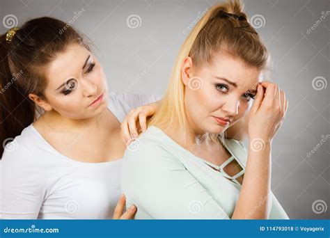 Woman Hugging Her Sad Female Friend Stock Photo Image Of Comfort