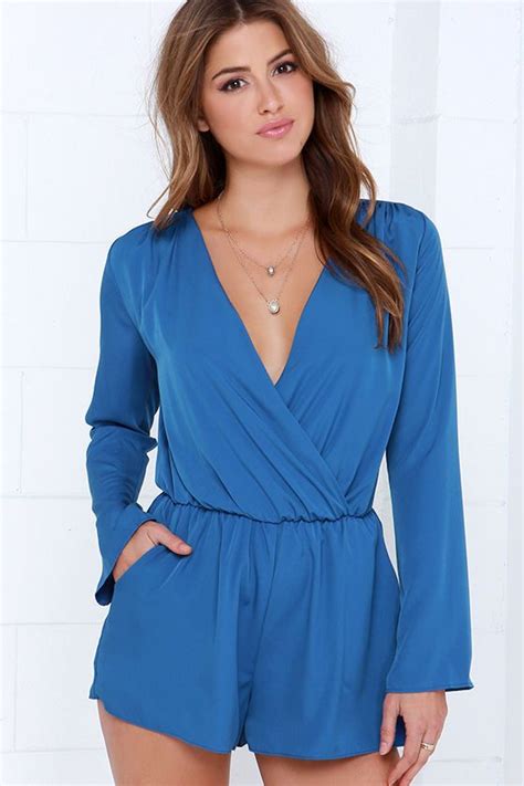 here and now blue romper rompers clothes blue romper