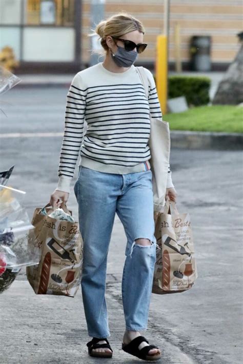 Emma Roberts In A Blue Ripped Jeans Goes Grocery Shopping At Bristol