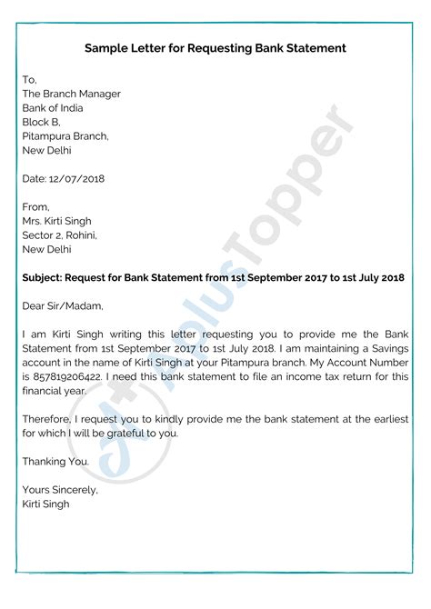 Bank Statement Request Letter Format Samples And How To Write A Bank Statement Request Letter