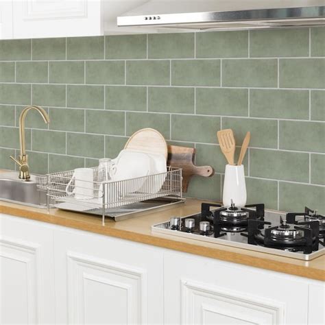 Subway Backsplash Tiles Sage Green Peel And Stick Floor Tile Etsy