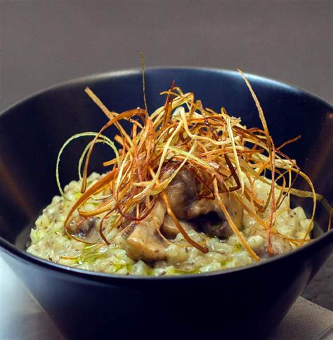 Rice With Mushrooms And Leek Chips European Rice