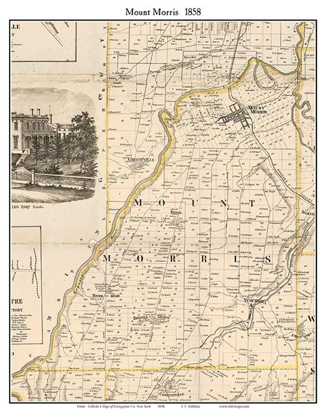 Mount Morris New York 1858 Old Town Map Custom Print Livingston Co