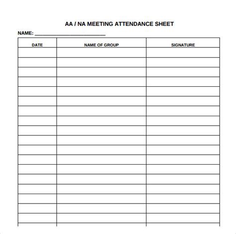 attendance sheet templates   ms word excel