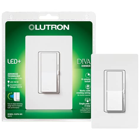 Lutron Diva 150 Watt Single Pole3 Way White Compatible With Led Dimmer