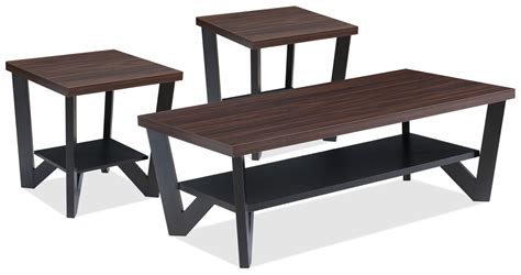 Arika 3 Piece Coffee And Two End Tables Package Black The Brick