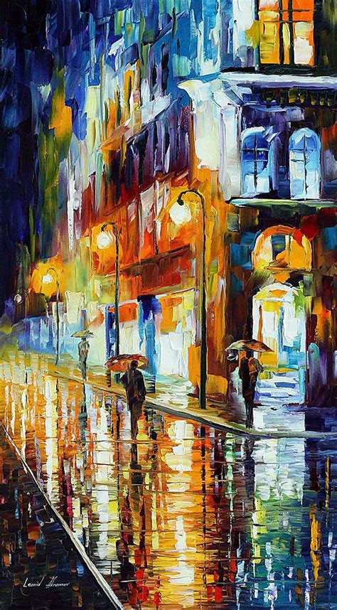 City Of Rain — Palette Knife Oil Painting On Canvas By Leonid Afremov