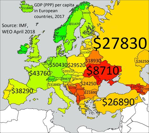 Gdp Per Capita In Europe 1890 Vs 2017 Vivid Maps