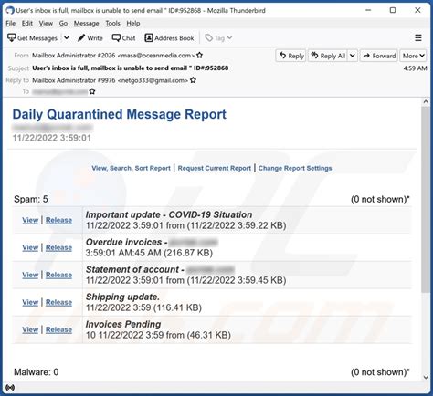 Daily Quarantined Message Report Email Scam Removal And Recovery Steps