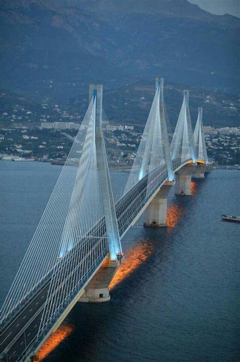 Rio Antirio Bridge Korinthian Bay Greece Places Around The World