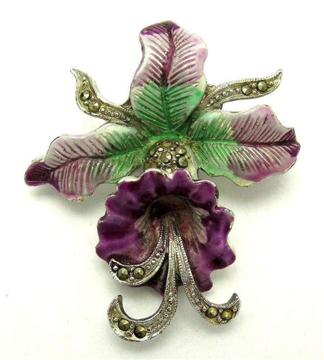 Art Deco Suffragette Votes For Women Orchid Enamel Brooch Pin Exquisiste Brooch Art Deco