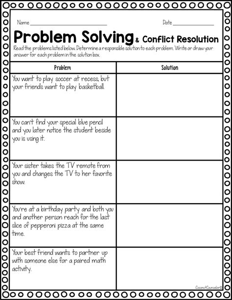 Conflict Resolution Worksheets Classful