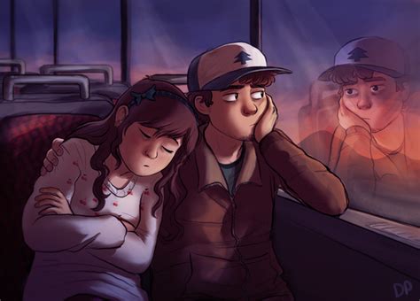 Dipper In A Contemplative Position On A Bus With Mabel Gravity Falls