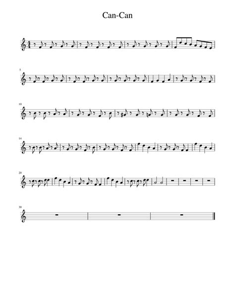 Can Can For Second Violins Sheet Music For Piano Solo Download