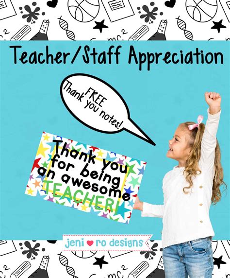 Teacherstaff Appreciation Thank You Notes Freebie • Jeni Ro Designs