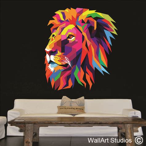 Lion Head Wall Art Decal Animals Wall Art Stickers Wall Art Studios