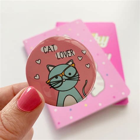 Cat Lover Pin Badge Button Badge With A Cat Cat Badge Crazy Etsy