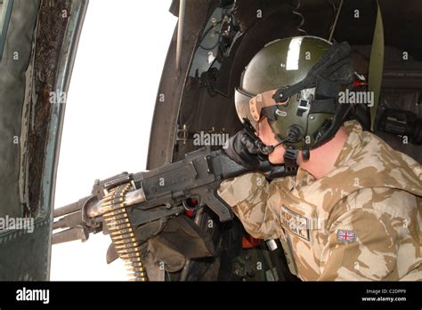 Royal Navy Helicopter Door Gunner In Iraq Stock Photo Alamy