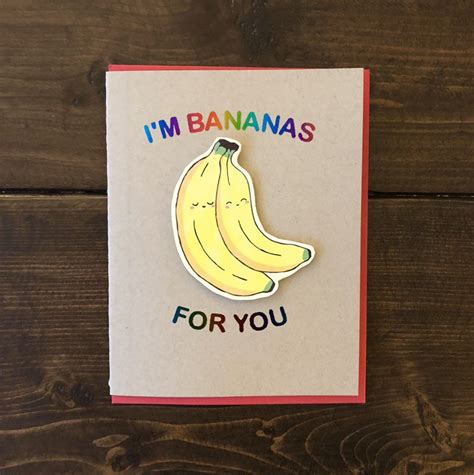 Banana Anniversary Valentines Card Handmade