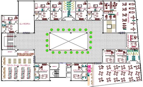 First Floor Layout Plan Details Of Multi Flooring Hotel Dwg File Cadbull