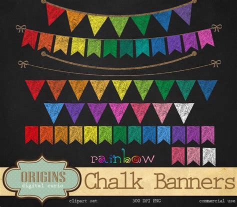 Rainbow Chalkboard Bunting Banners Banner Clip Art Banner Drawing