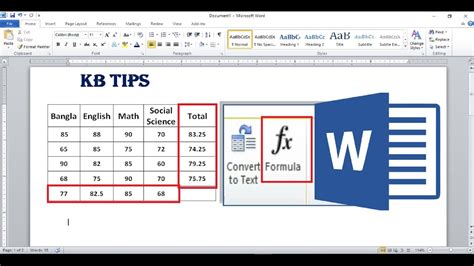 Microsoft Word 👉 How To Use Formula Option Average In Microsoft Word