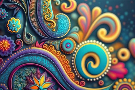 Hippie Paisley Pattern In Rainbow Colors 24065791 Stock Photo At Vecteezy