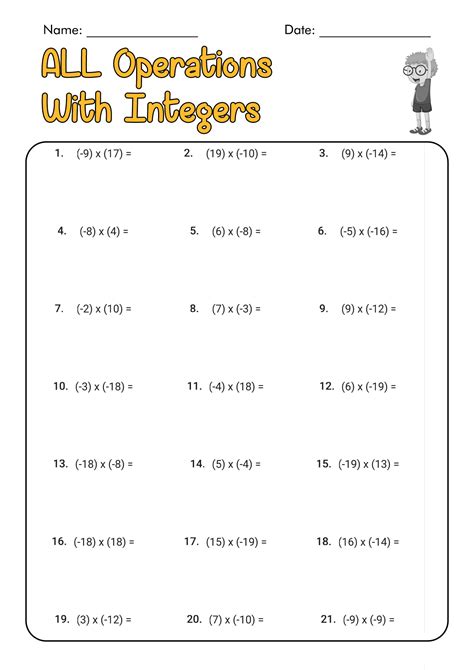 Integer Numbers Worksheets