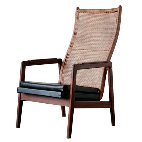 Pair of wrapped rattan chairs with linen cushions by billy baldwin for bielecky brothers, 1951. Mid-Century Rattan and Teak Lounge Chair at 1stdibs