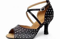 dance shoes sandals satin latin pumps rhinestone heels women loading jjshouse