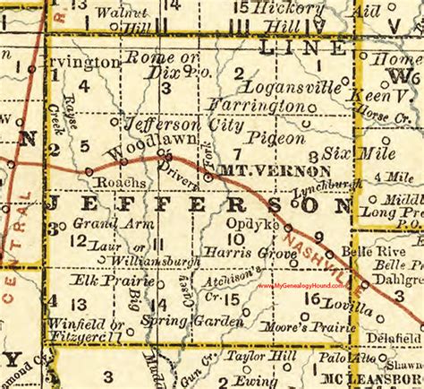 Jefferson County Illinois 1881 Map Mt Vernon